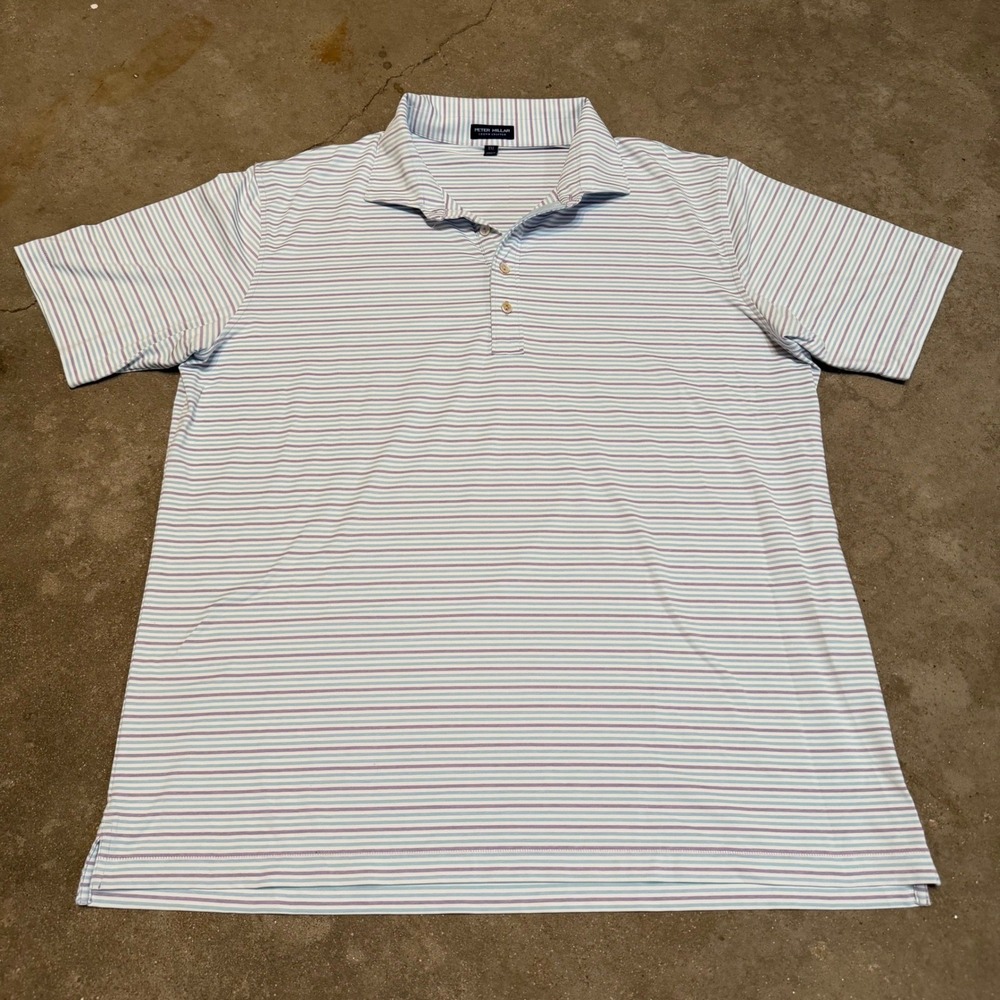 Peter Millar Polo Shirt Mens XXL Multicolor Striped Crown Crafted MF23XK19KH